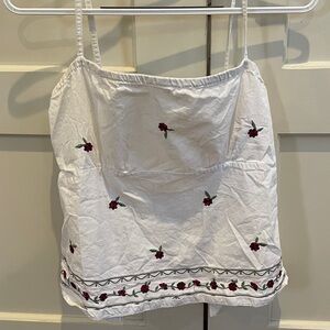 Embroidered White Floral Camisole Top